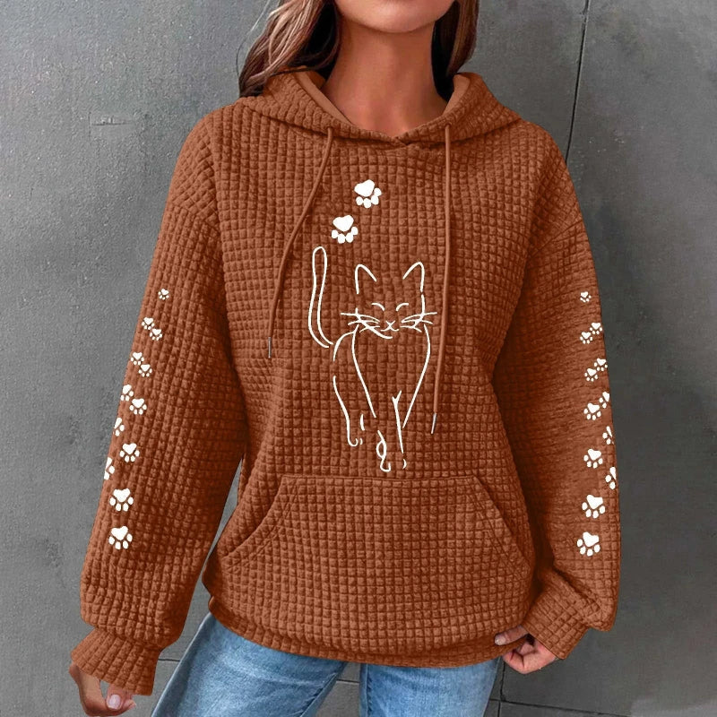 Zara™ - Cozy Cat Print Hoodie