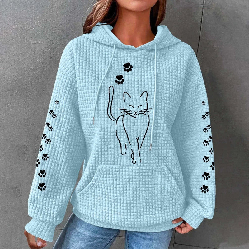 Zara™ - Cozy Cat Print Hoodie