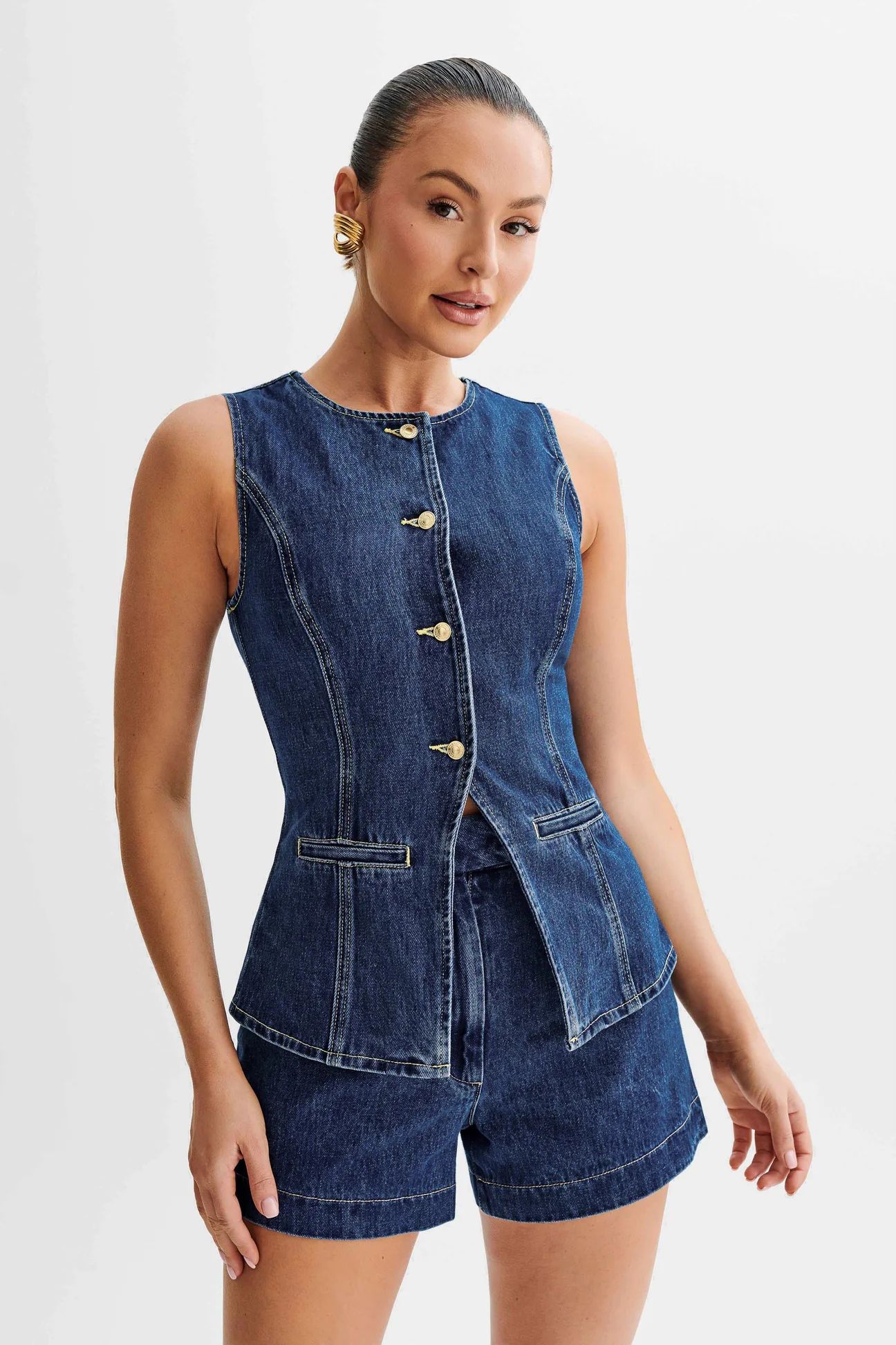 Evelina™ - Sleeveless Denim Set