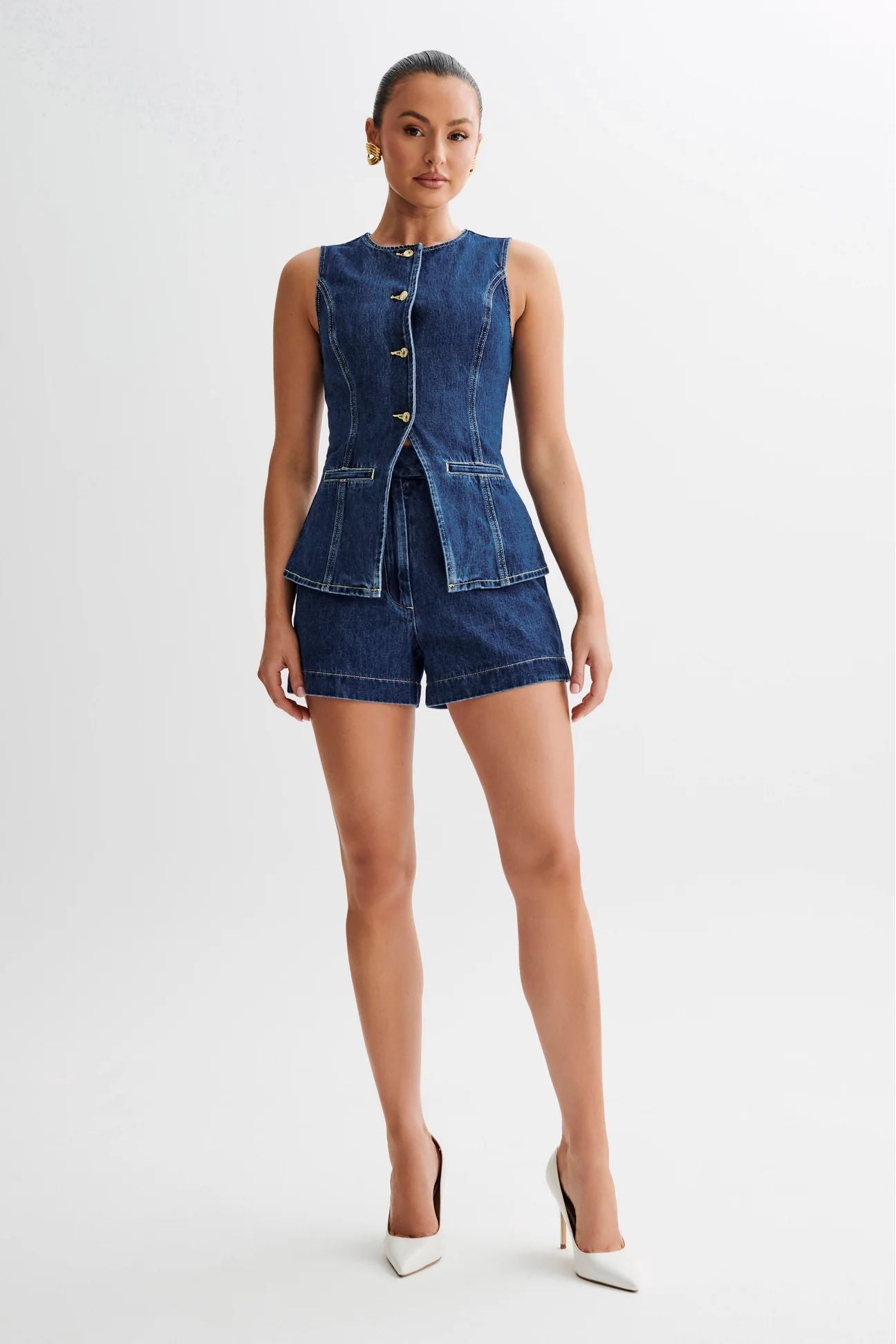 Evelina™ - Sleeveless Denim Set