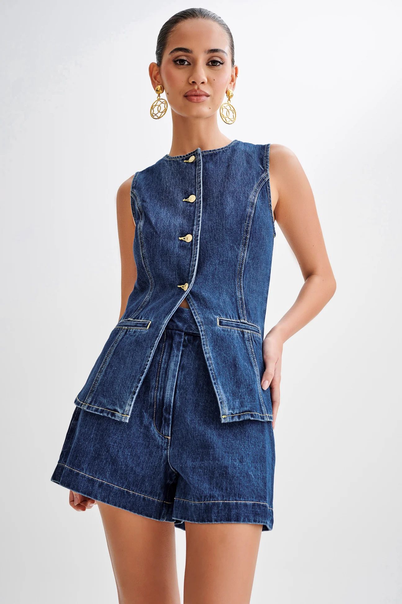 Evelina™ - Sleeveless Denim Set