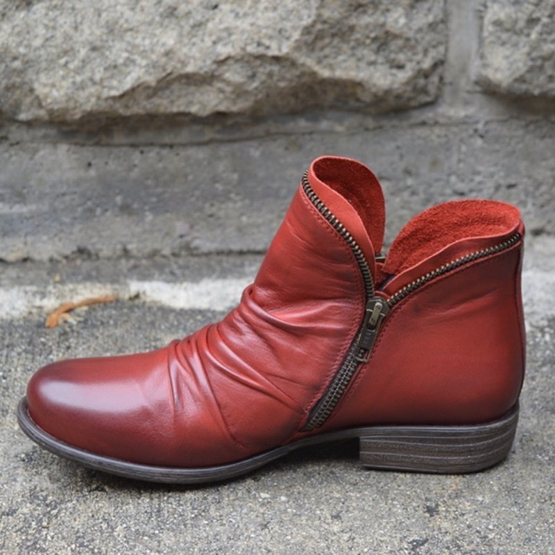 Ella™ - Zip-Up Leather Boots