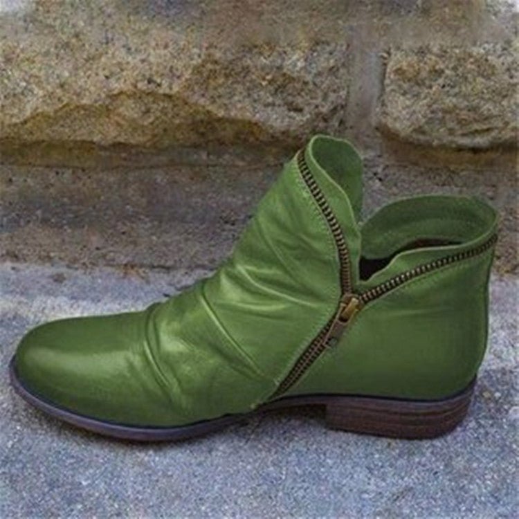 Ella™ - Zip-Up Leather Boots