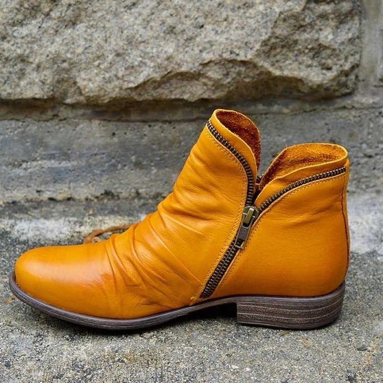 Ella™ - Zip-Up Leather Boots