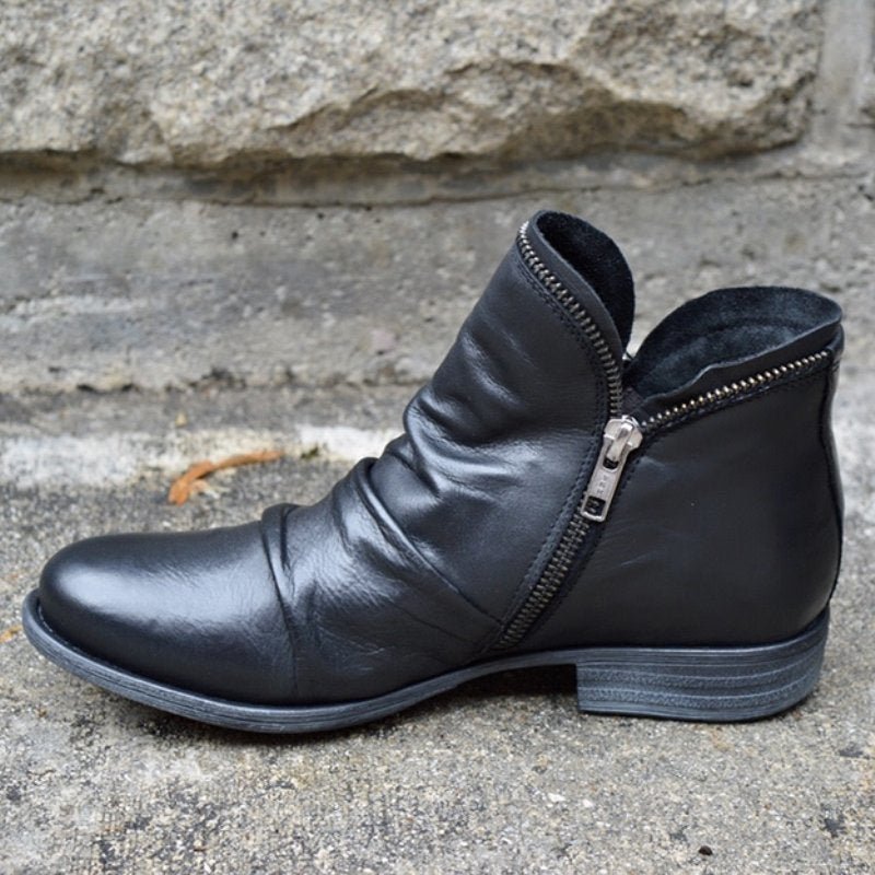 Ella™ - Zip-Up Leather Boots