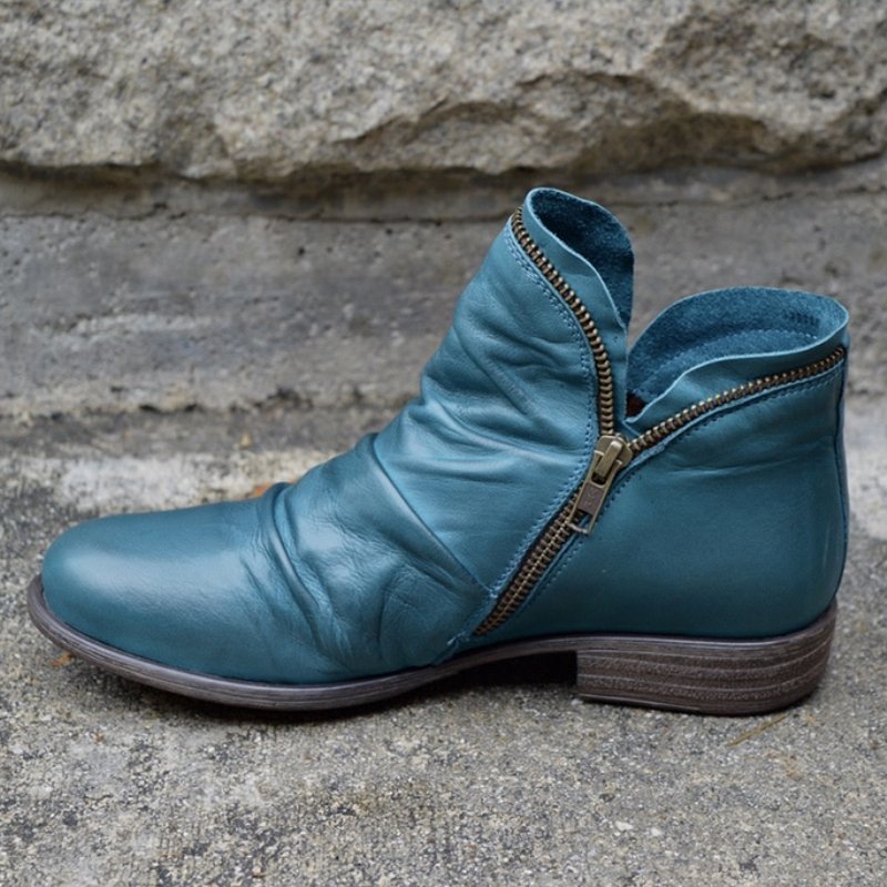 Ella™ - Zip-Up Leather Boots