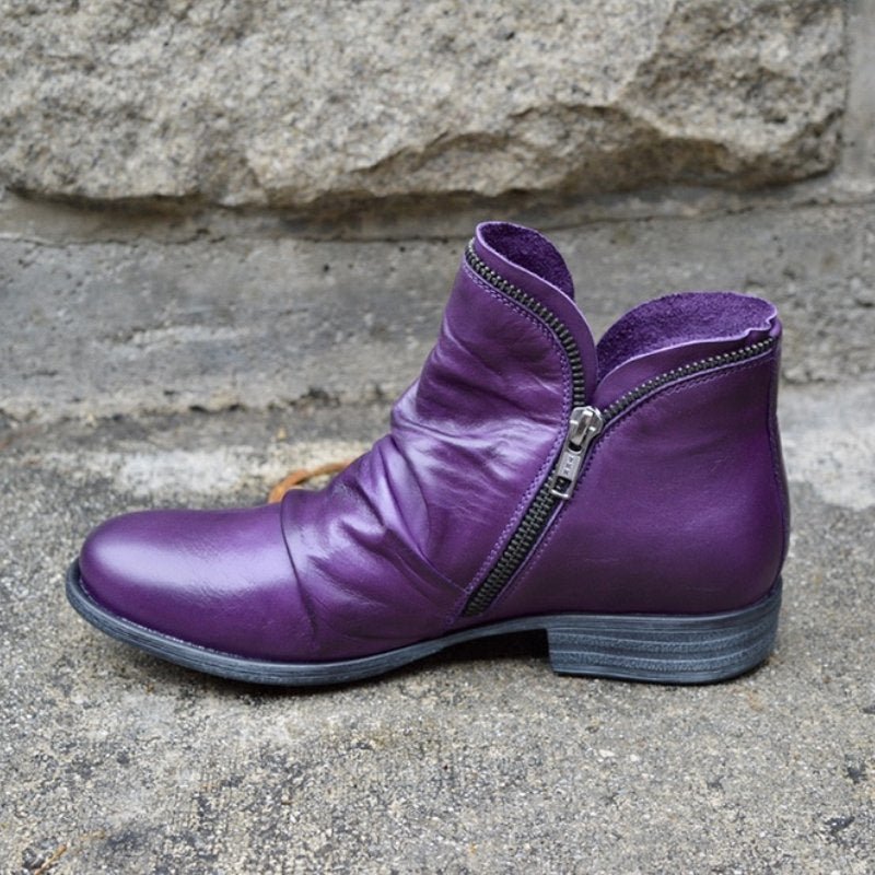 Ella™ - Zip-Up Leather Boots